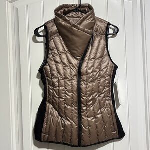 NWT Calvin Klein Performance Metallic Brown Quilted Vest Size Small